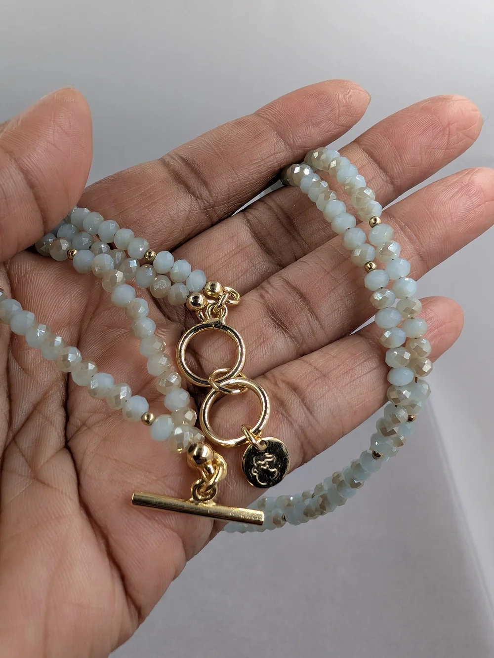 Spartina 449 Double Strand Seafoam Crystal Bead Necklace Pouch | 0245
